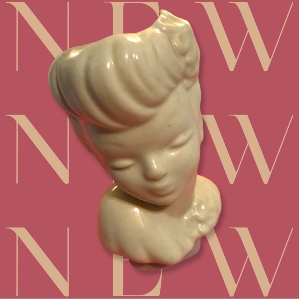 Vintage Rockabilly Woman’s Face with Flowers Vase